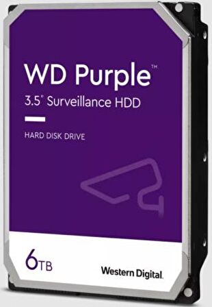 WD Purple 3.5 SATA III 6Gb/s 6TB 64MB 7/24 Guvenlik WD64PURZ