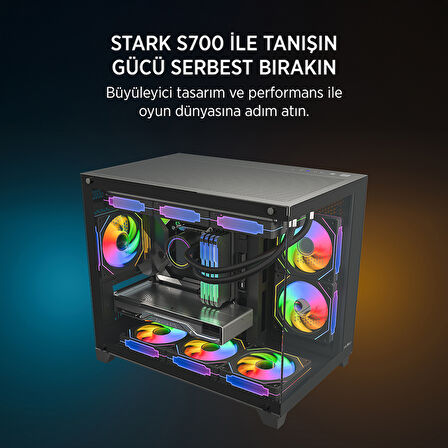  Stark S700 3xARGB Temperli Cam 750W 80+ Bronze mATX Siyah Gaming (Oyuncu) Kasa