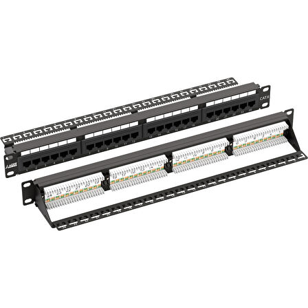  AC-611-24E 8P8C,LSA,ALTIN KONTAK 24 PORT CAT6 DOLU 1U ZIRHSIZ PATCH PANEL