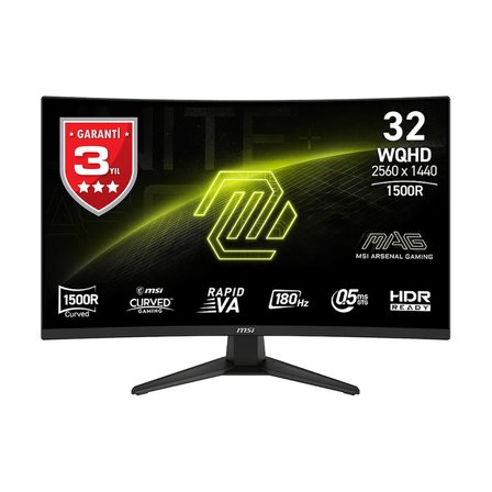 MSI MAG 321CQF E18 Oyuncu Monitörü 31.5 İnç WQHD 180Hz 0.5ms Curved Siyah