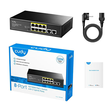  FS1010P 8 Port 10/100Mbps  2*FE Uplink VLAN&Extend Mode 250m 120W POE+ Ethernet Switch