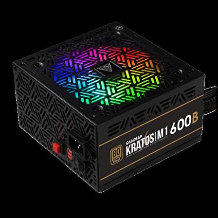 GAMDIAS KRATOS M1-600B, 600W, 80+ Bronze, Aktif PFC, RGB, GAMING, ATX, Power Supply (PSU)