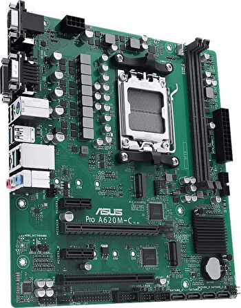 ASUS MB PRO A620M-C-CSM AMD A620 AM5 DDR5 6400 DP HDMI DVI VGA CIFT M2 USB3.2 AURA RGB COM PCI mATX UCRETSIZ UZAKTAN YAZILIMI ASUS 5X PROTECTION III