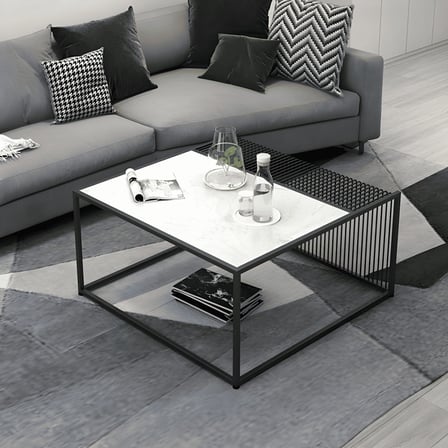 SHP03079 Modern Kare MDF Tablalı Metal Çerçeveli Orta Sehpa