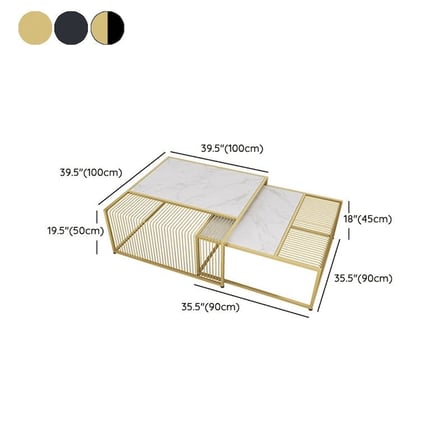 SHP03079 Modern Kare MDF Tablalı Metal Çerçeveli Orta Sehpa
