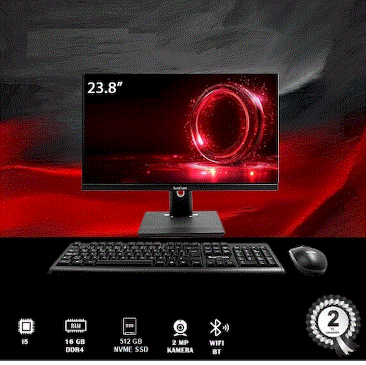 Pro Plus SCA-1112-V2 i5-6500T 8GB 256GB SSD 23.8" Siyah DOS AIO PC Pivot Ayak