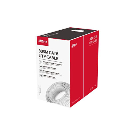 DAHUA DH-PFM923I-6UN-C, CAT6 305m, 24AWG 0.53mm, UTP, %100 Bakır, LSZH Halogen Free Kablo, Beyaz Renk
