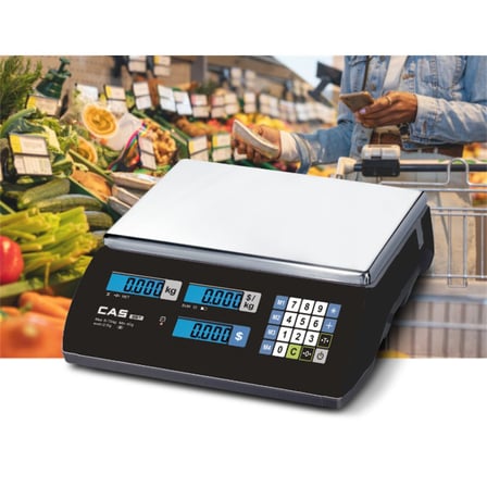 CAS ER JR 15 KG Fiyat Hesaplamalı Elektronik Terazi LCD Ekran Paslanmaz Kefe
