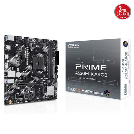 PRIME A520M-K ARGB AM4 DDR4 3200 HDMI VGA DP M2 USB3.2 mATX