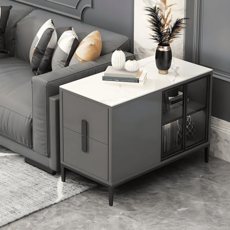 ZGN24980 Modern MDF Çekmeceli Dikdörtgen Yan Sehpa