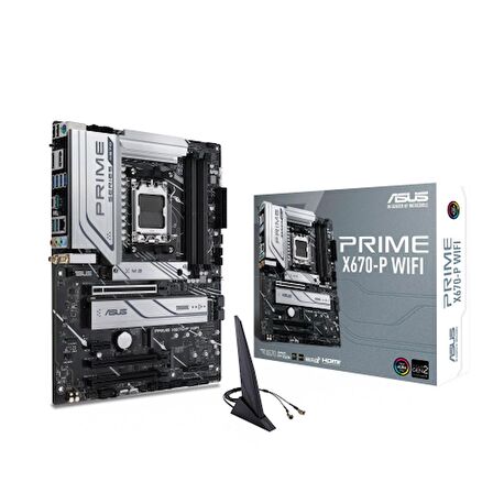 ASUS PRIME X670-P WIFI, 4xDDR5, 3xM.2, HDMI, DP, Type-C, Wi-Fi 6, Bluetooth v5.2, AMD Ryzen 7000 Serisi, AM5 Soket Anakart