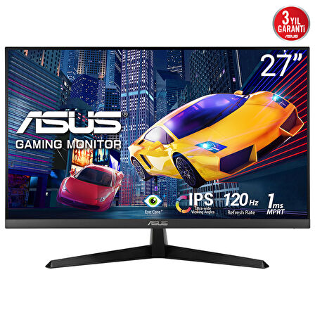 ASUS VY279HGR 27 IPS 1920x1080 1ms 120Hz 250cd HDMI VGA VESA 3YIL EYECARE PLUS FLICKER-FREE ÇERÇEVESİZ DÜŞÜK MAVİ IŞIK Antibakteriyel Kaplama MONİTÖR