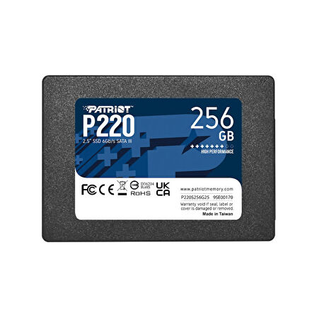 P220 256GB 2.5" 550-490MB/s  SATA III SSD (P220S256G25)