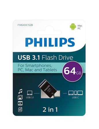 Philips 64 GB USB 3.1 Type-C USB Flash Bellek Metalik Gri
