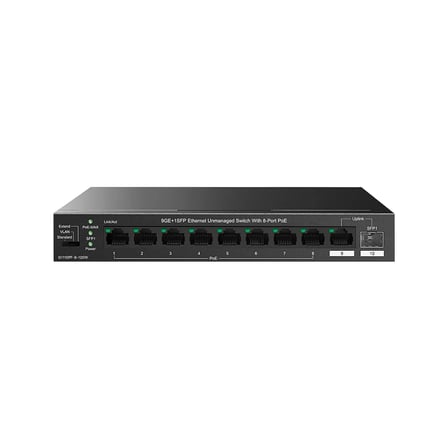 Tenda TEG1110PF-8-120W 10 Port Gigabit Unmanaged Switch, 8 Port PoE, Siyah