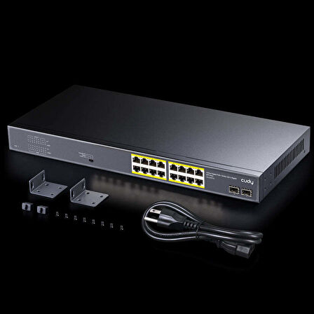 GS1020PS2 16 Port 10/100/1000Mbps 2*SFP VLAN&Extend 200W 19" Rock-Mount POE+ Ethernet Switch