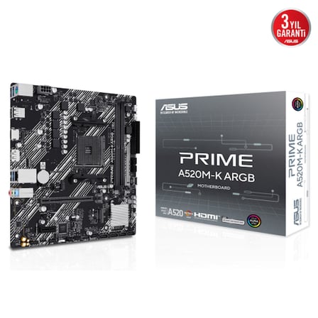 Asus Prime A520M-K ARGB Anakart AM4 DDR4 Micro ATX