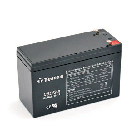 TESCOM Combatt, CBL12-9, 12V 9Ah, Bakımsız,  Kuru Akü. UPS için Uygundur. (100012238)