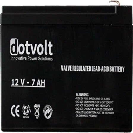 DOTVOLT VOLT DT7-12 12V 7AH Kuru Tip UPS+Güvenlik Aküsü