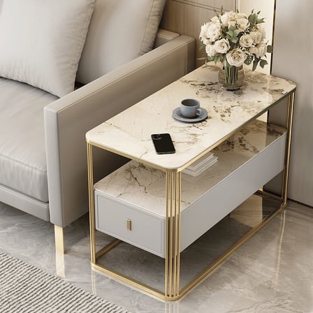 ZGN02710 Lüks MDF Tablalı Çekmeceli Yan Sehpa