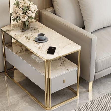 ZGN02710 Lüks MDF Tablalı Çekmeceli Yan Sehpa