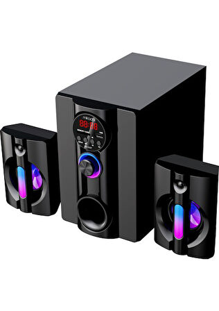  MD-95BT, 20W, 2+1, Masaüstü, FM/BT/SD/USB, RGB Aydınlatma, Siyah Kasa, Speaker