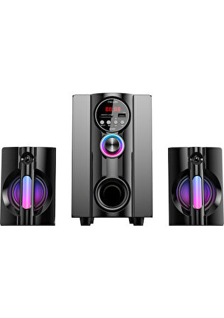  MD-95BT, 20W, 2+1, Masaüstü, FM/BT/SD/USB, RGB Aydınlatma, Siyah Kasa, Speaker