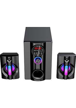  MD-95BT, 20W, 2+1, Masaüstü, FM/BT/SD/USB, RGB Aydınlatma, Siyah Kasa, Speaker