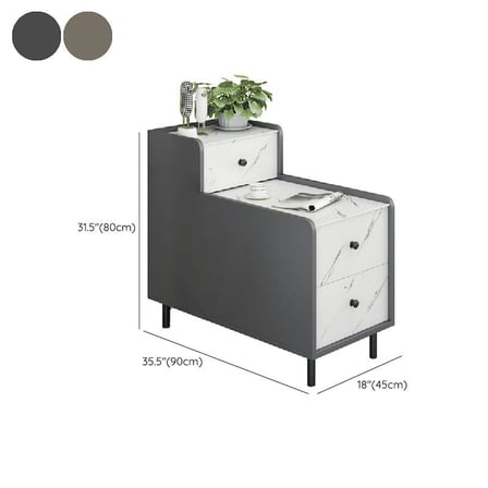 ZGN61814 Modern MDF Dikdörtgen 3 Çekmeceli Yan Sehpa