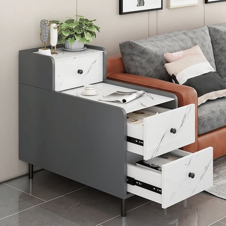 ZGN61814 Modern MDF Dikdörtgen 3 Çekmeceli Yan Sehpa