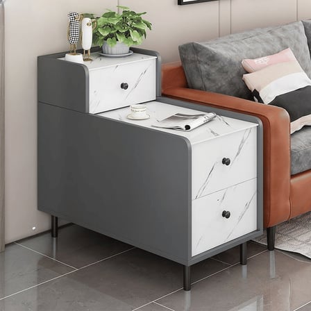 ZGN61814 Modern MDF Dikdörtgen 3 Çekmeceli Yan Sehpa