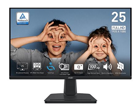 24.5 MSI PRO MP251 FLAT 1920X1080 (FHD) IPS 100HZ 1MS ANTI-GLARE MONITOR