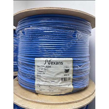 NEX1611TB5, CAT6, 500M, 23AWG (0,58mm), UTP, %100 Bakır, LSZH Halogen Free, Makara, Kablo (MAVİ)