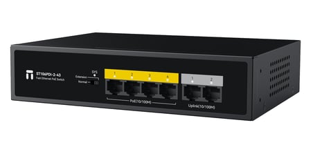 ST106PDI-2-43 6 Port Mbit 4 Port Poe 45W 2xMbit Uplink Yönetilemez Metal Kasa Switch