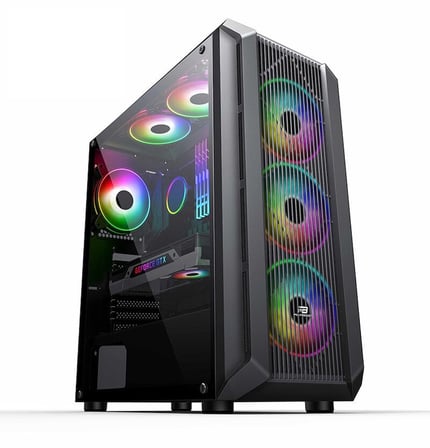 Power Boost JBST-PBH016BB Bilgisayar Kasası Siyah Powersız Midi Tower ATX Kasa 4x ARGB Fan