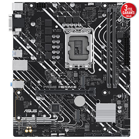 ASUS PRIME H610M-E CSM, 2xDDR5, 2x M.2, D-SUB, HDMI, DP, 12-13.Nesil, LGA1700 Soket, Anakart