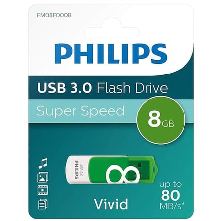Philips Vivid 8 GB USB 3.0 Flash Bellek Yeşil 80 MB/s