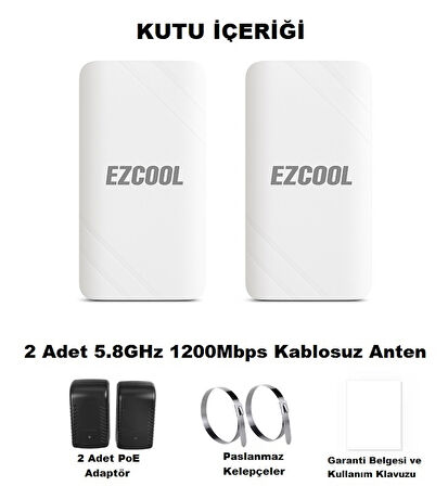 EZCOOL EZ-W580AN DIŞ ORTAM (5.8GHz 1200Mbps 1KM) ACCESS POİNT