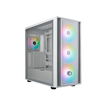 CM MasterBox 600 TG Mesh Beyaz ARGB 3x14cm Fanı, Normal ve Back-Connect Anakart Destekli  ATX Kasa