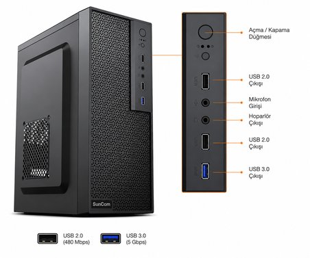 Suncom Force SC3-182 Intel Core i5-6500 8 GB 256 GB SSD FreeDOS Masaüstü Bilgisayar