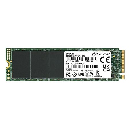 TRANSCEND 500GB 1900/900MB/s PCIE GEN3x4 NVME SSD TS500GMTE110Q