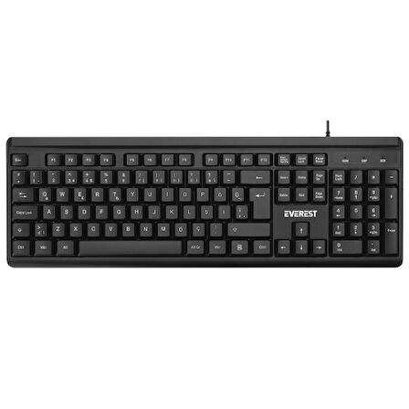 EVEREST KB-741, USB Kablolu, Türkçe Q,  2 metre Bakır Kablolu, Standart Klavye (Siyah)