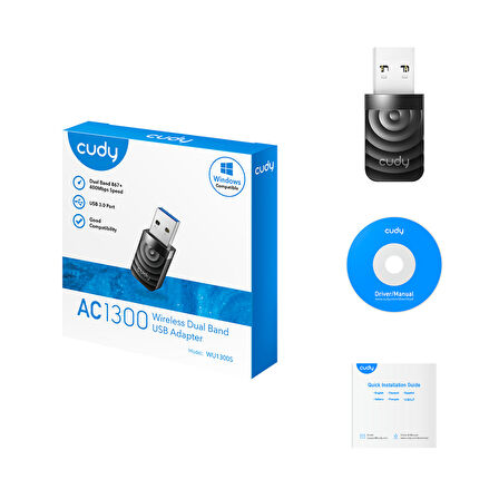  WU1300S AC1300 2.4GHz/5GHz 1300Mbps 2dBi Dahili Anten MU-MIMO Kablosuz USB3.0 Wi-Fi Adaptör