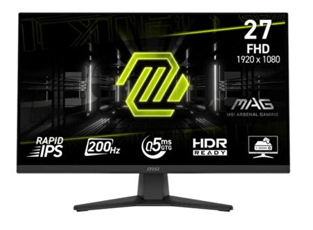 MSI 27 MAG 272F 1920x1080 (FHD) 16:9 FLAT RAPID IPS 200HZ 0.5MS (GTG) FREESYNC PREMIUM GAMING MONITOR