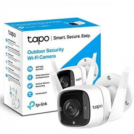  Tapo C310, 3,0Mpix, İç ve Dış Mekan, IP66, WiFi, 30Mt. Gece Görüşü, İki Yönlü Ses Güvenlik Kamerası
