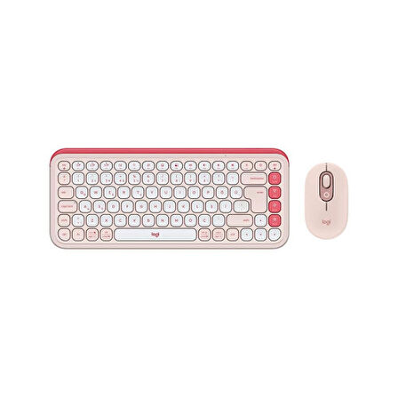 LOGITECH POP ICON COMBO, Rose-Beyaz, 920-013077, Kablosuz, Türkçe Q, Klavye Mouse Set