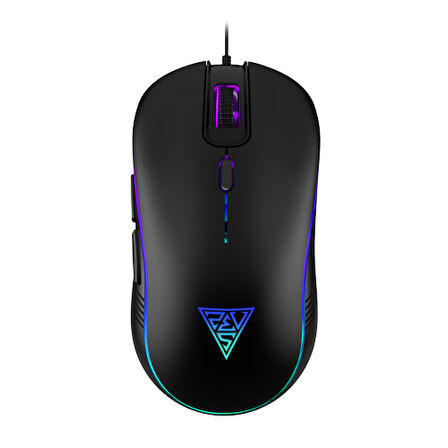 GAMDIAS AURA GS3, Çok Renkli Aydınlatma,  USB Kablolu, 6 Tuşlu, Gaming Mouse, 3.600 DPI, Siyah