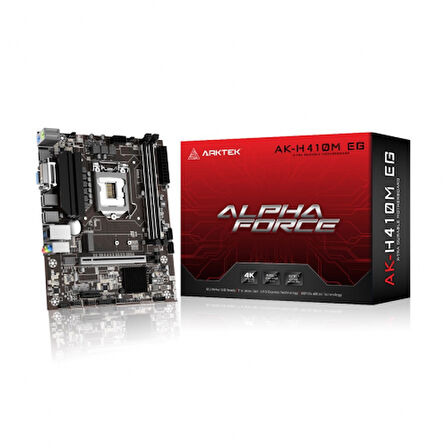 ARKTEK ALPHA FORCE, AK-H410M EG VA, 2xDDR4, M.2, D-Sub, HDMI, 10.Nesil, LGA1200 Soket, Anakart