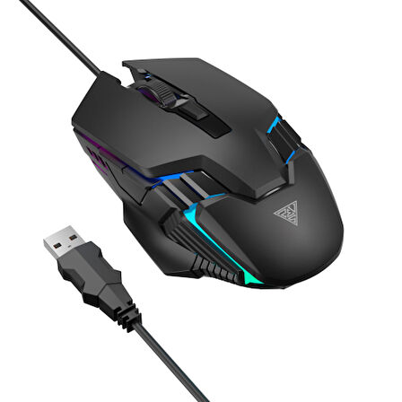 GAMDIAS AURA GS4, Çok Renkli Aydınlatma,  USB Kablolu, 6 Tuşlu, Gaming Mouse, 3.600 DPI, Siyah