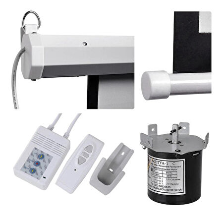  EPP-200, 200x200, MOTORLU, PROJEKSİYON PERDESİ, Uzaktan Kumandalı, Arkası Siyah Fonlu, Duvar ve Tavana Asılabilir